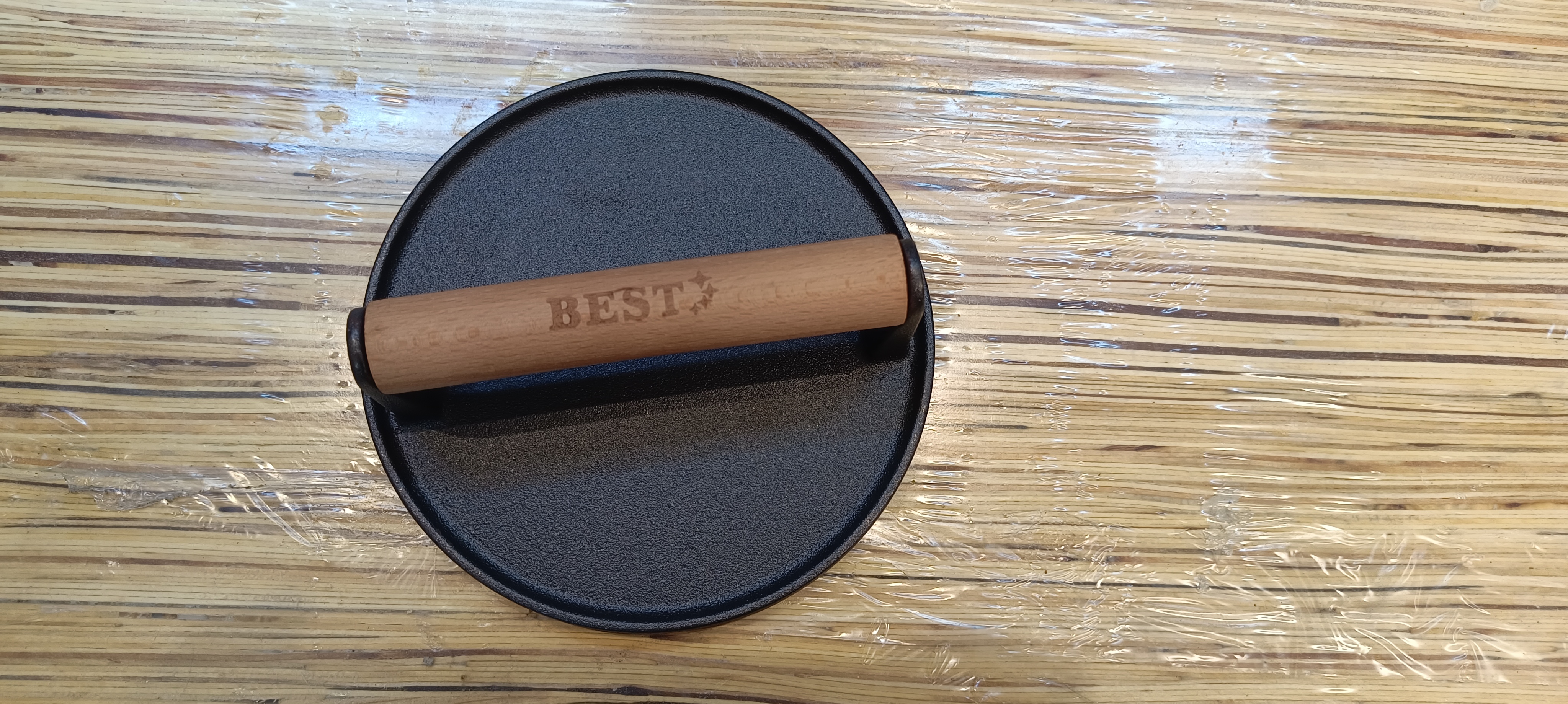 پرس برگر و گریل (اسمش برگر) گرد دسته چوبی بست - BEST