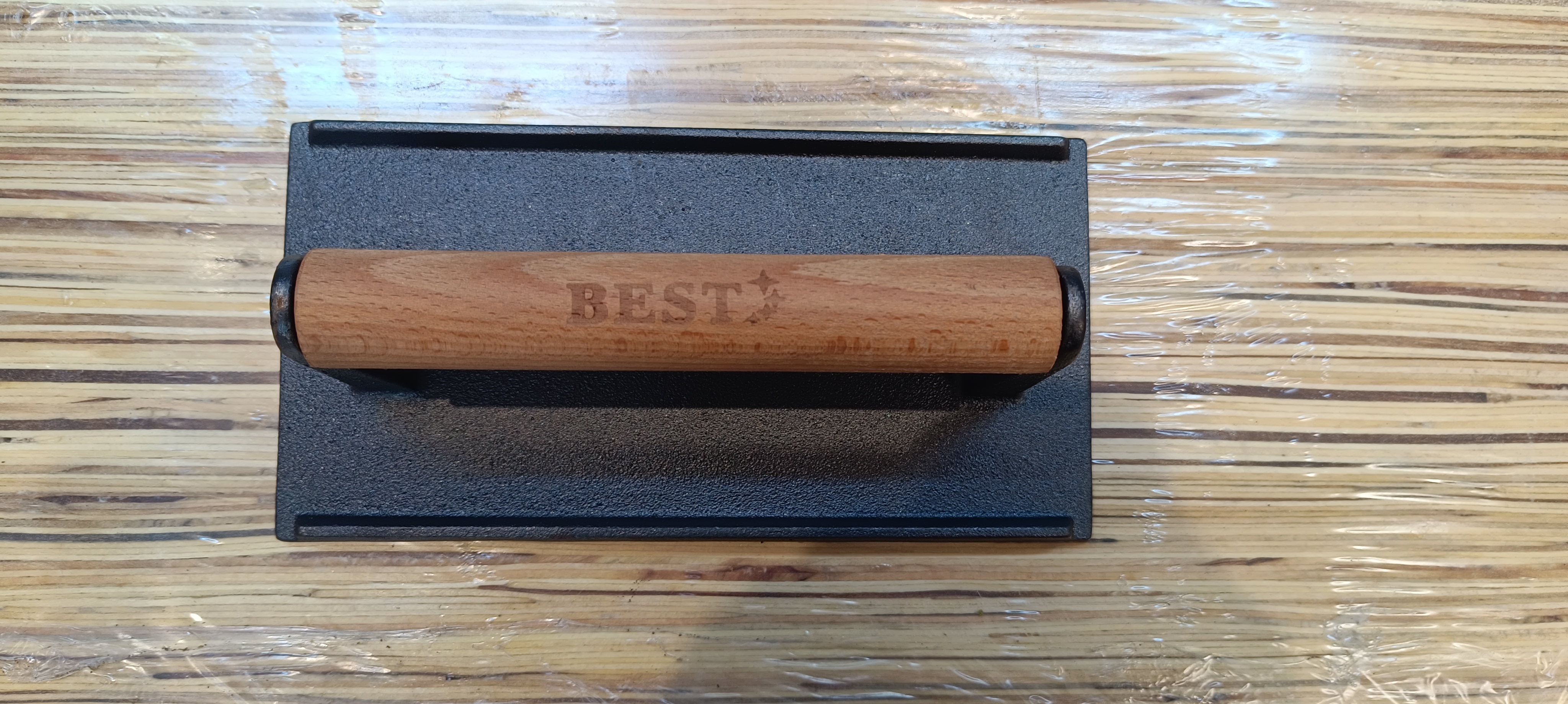 پرس برگر و گریل (اسمش برگر) مستطیل دسته چوبی بست - BEST