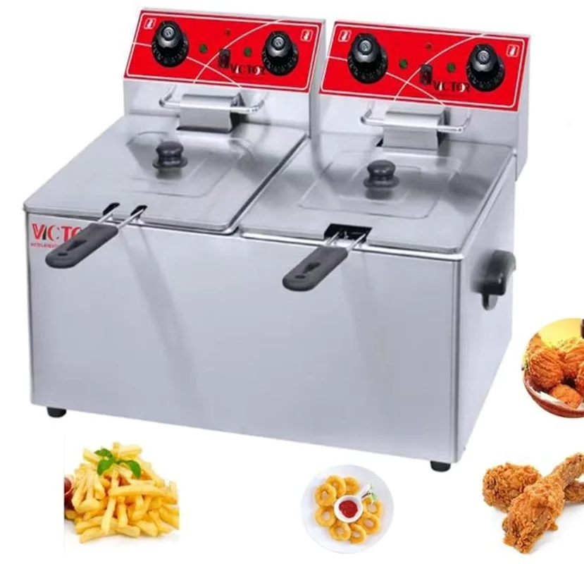 سرخ کن برقی 24 لیتر دولگن (12+12) با شیر تخلیه ویکتور - VICTOR